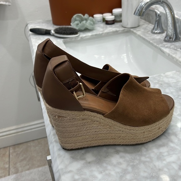 Brown Ankle Strap Wedges - Picture 9 of 11